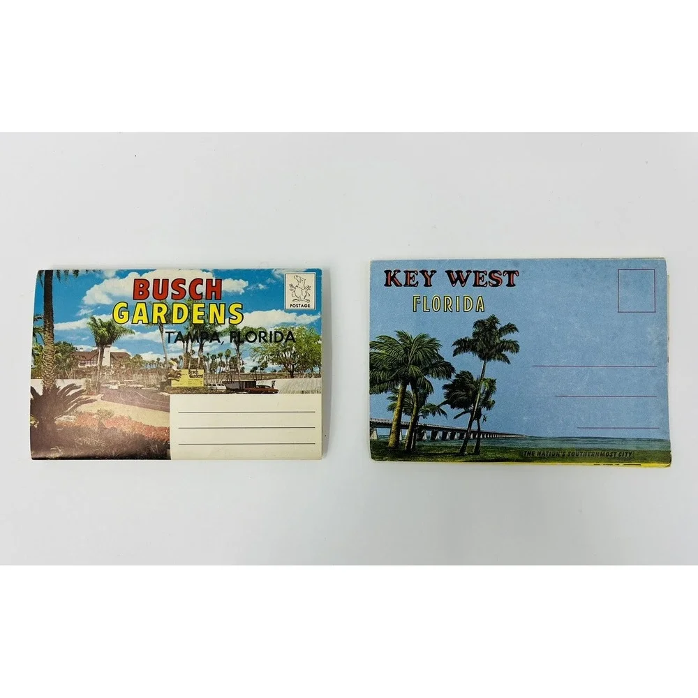 Vintage Florida Busch Gardens Key West Fold Out Postcards Souvenir Lot of 2